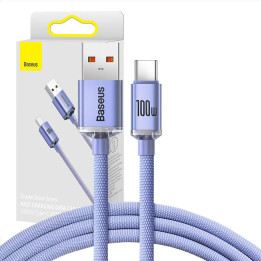 Cable Baseus Crystal Shine USB a USB-C, 5A, 1,2 m (púrpura)