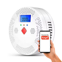 Датчик детектора угарного газа CO 2 батарейки типа АА Сигнализация 70 дБ WiFi TUYA