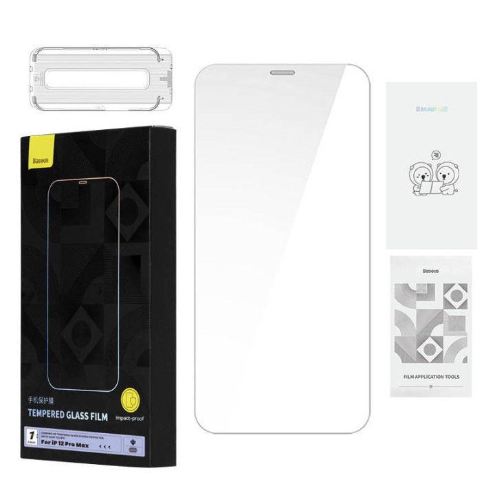 Vidrio Templado Baseus 0.4mm Iphone 12 Pro MAX + kit de limpieza