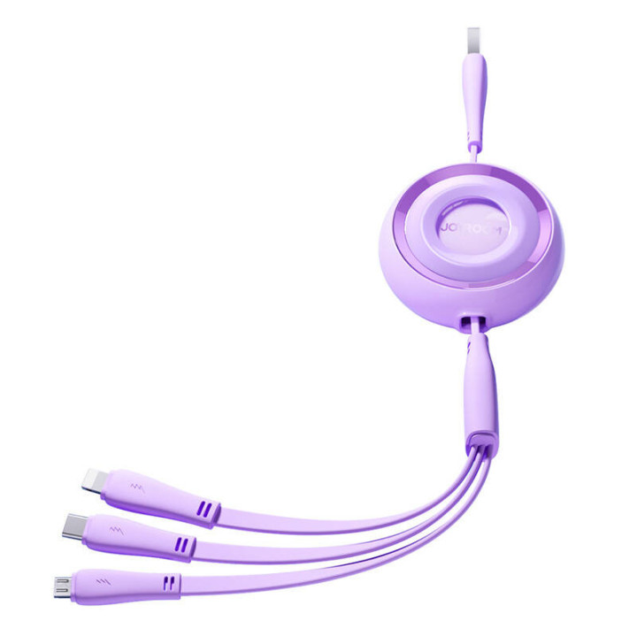 Cable colorido USB a USB-C/Lightning/Micro USB 3 en 1 Joyroom 3,5 A, 1 m (púrpura)