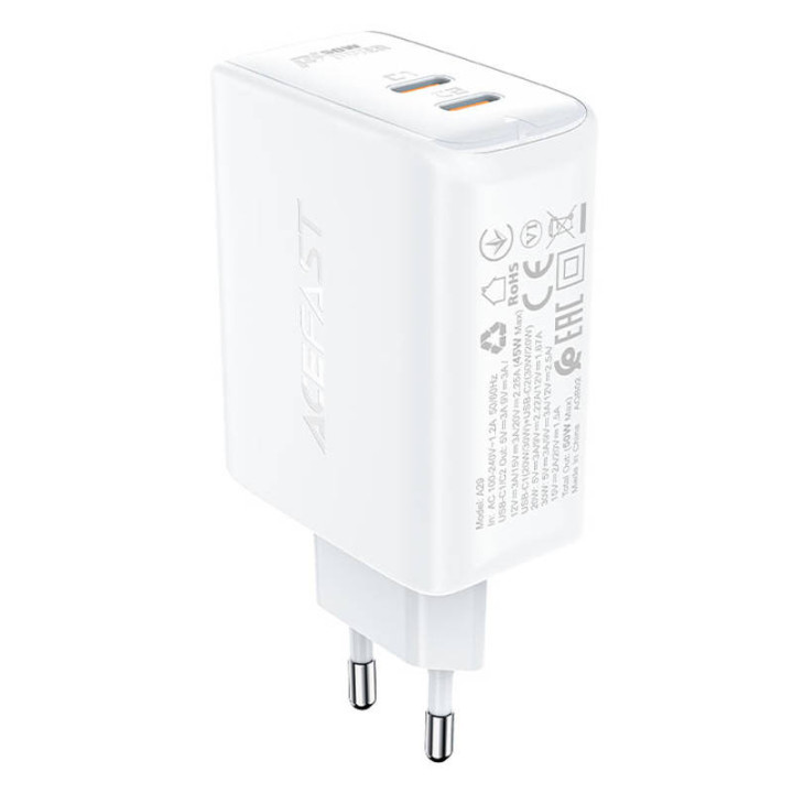 Cargador de pared Acefast A29 PD50W GAN, 2x USB, 50W (blanco)