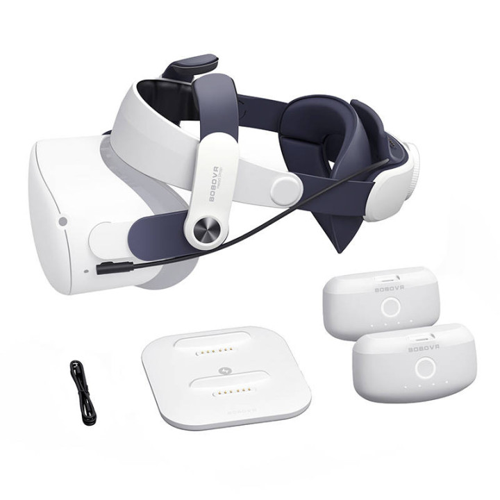 Двойной аккумулятор BOBOVR M2 Plus с ремешком на голову для Oculus Quest 2