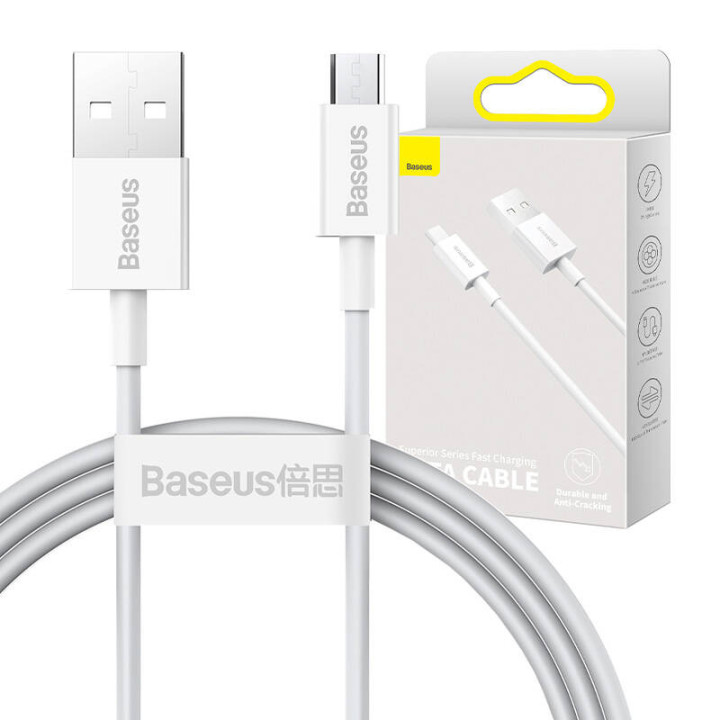 Cable Baseus Serie Superior USB a micro USB, 2A, 1m (blanco)
