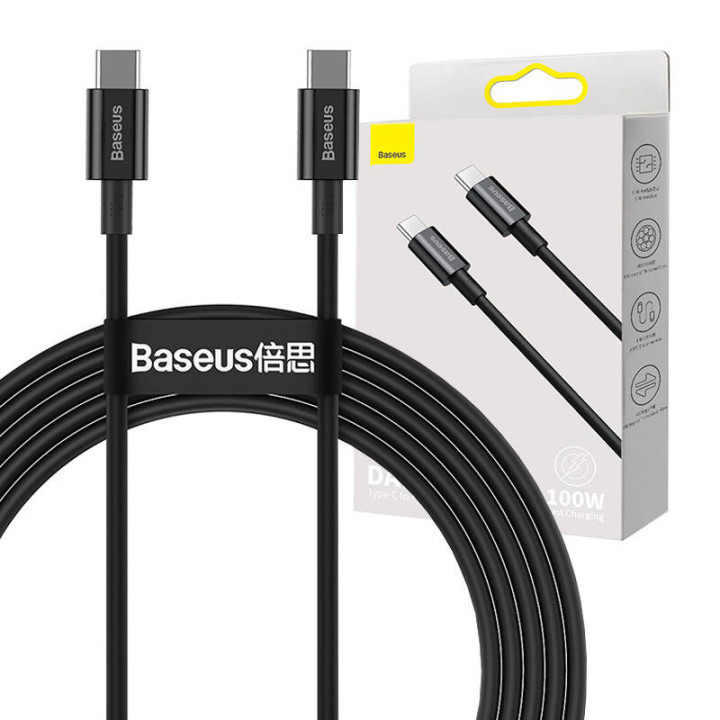 Cable Baseus Serie Superior USB-C a USB-C, 100W, 1m (negro)