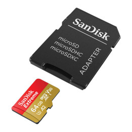 Карта памяти SANDISK EXTREME microSDXC 64 ГБ 170/80 МБ/с UHS-I U3 (SDSQXAH-064G-GN6MA)