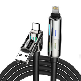Cable USB-C/USB-A a USB-C/Lightning 4 en 1 Blitzwolf BW-HDC6 1,2 m 240 W RGB (negro)