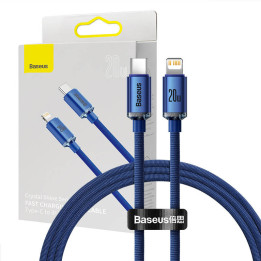 Cable Baseus Crystal USB-C a Lightning, 20W, 1,2 m (azul)