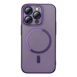 Baseus Glitter Magnetic Case para iPhone 14 Pro (morado) + vidrio templado + kit de limpieza