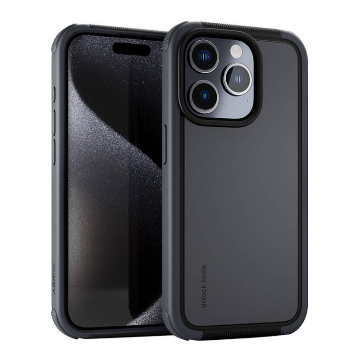 Funda Aukey PC-UG10C para iPhone 15 Pro (gris oscuro)