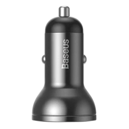 Cargador de coche Baseus con pantalla 2x USB, 4,8A, 24W (gris)