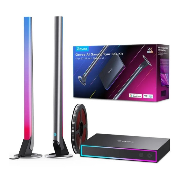 Govee H6601 AI Gaming Sync Box Kit | Oświetlenie LED | RGBIC, AI, HDMI, 4K, 240Hz 1080P
