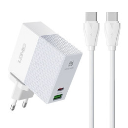 Cargador de pared LDNIO A2620C USB, USB-C 65W + USB-C - cable USB-C