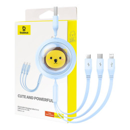 Cable de carga 3w1 Baseus USB a USB-C, USB-M, Lightning 3,5A, 1,1m (azul)