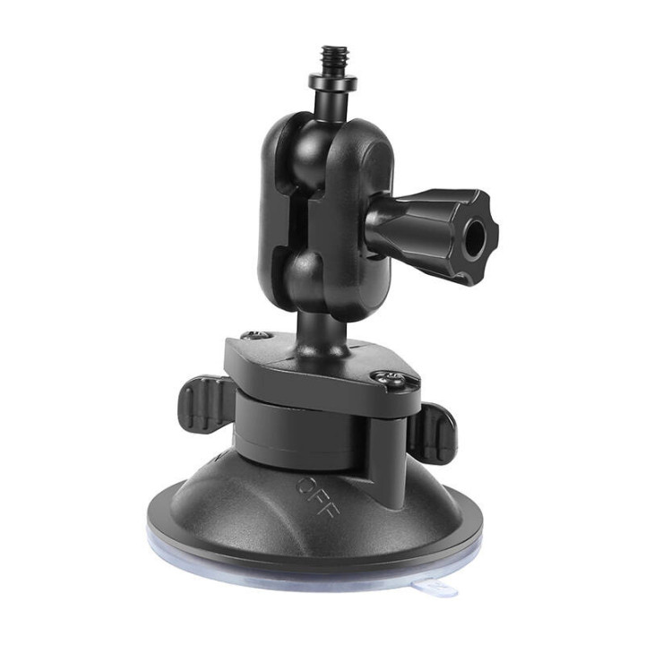 PULUZ Soporte con ventosa de 1/4 de pulgada para cámaras deportivas (DJI Action, GoPro, Insta360) (negro) (PU544B)