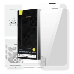 Gehärtetes Glas Baseus Corning für iPhone 13/13 Pro/14 mit integriertem Staubfilter