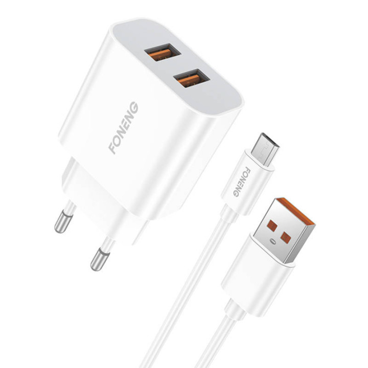 Schnellladegerät Foneng 2x USB EU45 12W + USB-Micro-Kabel
