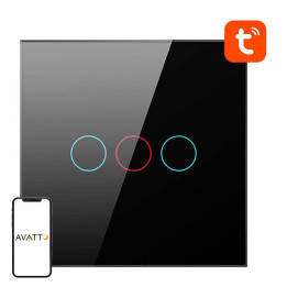 Intelligenter Lichtschalter ZigBee Avatto LZTS02-EU-B3 3-Wege No Neutral TUYA (schwarz)