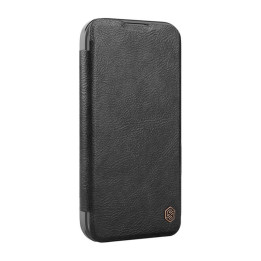 Nillkin Qin Prop Leder iPhone 16 Pro Hülle (Schwarz)