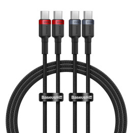 Kabel Baseus Cafule USB-C auf USB-C 100 W, 1 m, 2 Stück (Rot Schwarz, Grau Schwarz)