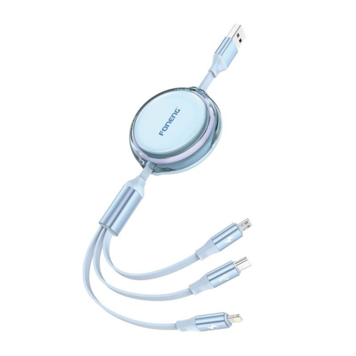 Foneng X113 3-in-1-Kabel 1,1 m blau