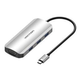 Док-станция USB-C с разъемом HDMI, VGA, 3x USB 3.0, PD 0,15 м Vention TOIHB (серый)
