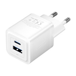 Wandladegerät, Vention, FEQW0-EU, USB-C + USB-A, 30 W/30 W, GaN (weiß)