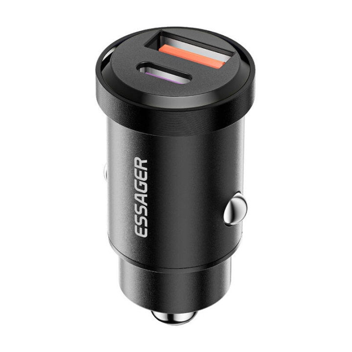Autoladegerät USB-A+USB-C 30W Essager (schwarz)