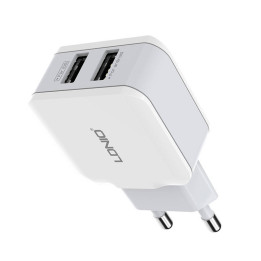 Зарядное устройство LDNIO A2202, 2x USB, 12 Вт (белое)