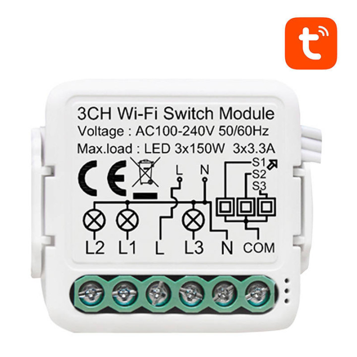 Модуль интеллектуального переключателя WiFi Avatto N-WSM01-3 TUYA