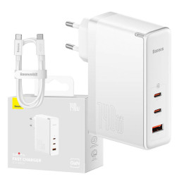 Зарядное устройство Baseus GaN5 Pro 2xUSB-C + USB, 140 Вт (белое)