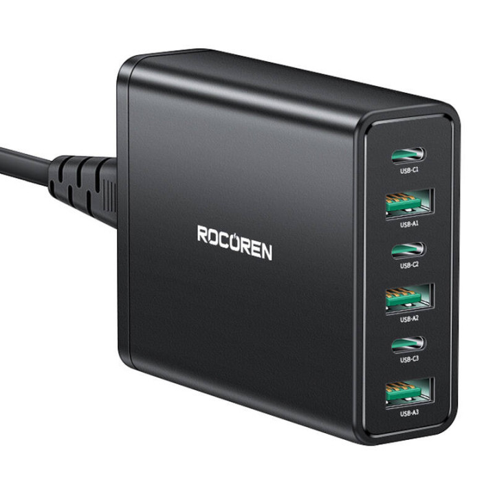 Rocoren Ladegerät 3x USB-C, 3x USB-A, 60W (schwarz)