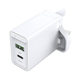 USB-A, USB-C Wandladegerät Vention FBBW0-UK 18W/20W UK Weiß