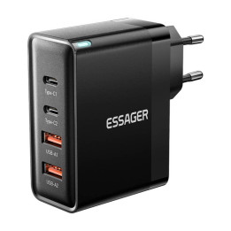 Wandladegerät, Essager, ECT2CA-QYB01-Z, 2xUSB-C, 2xUSB-A, 100W (schwarz)