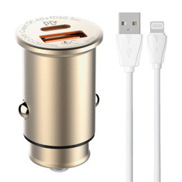 LDNIO C506Q USB, USB-C Autoladegerät + Lightning-Kabel