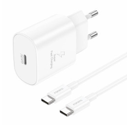 Foneng EU51 USB-C 25W Netzladegerät + USB-C - USB-C-Kabel (weiß)