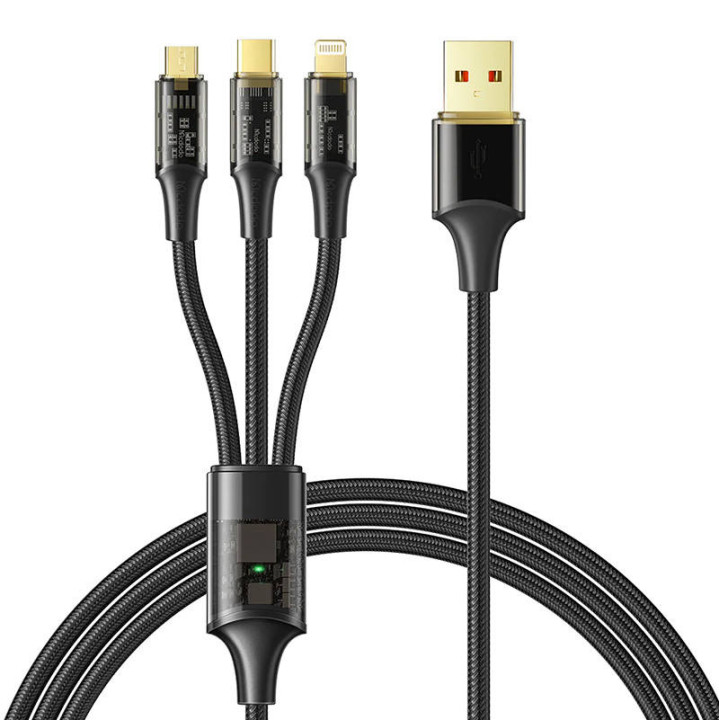 3-in-1-USB-zu-USB-C-/Lightning-/Micro-USB-Kabel, Mcdodo CA-3330, 1,2 m (schwarz)