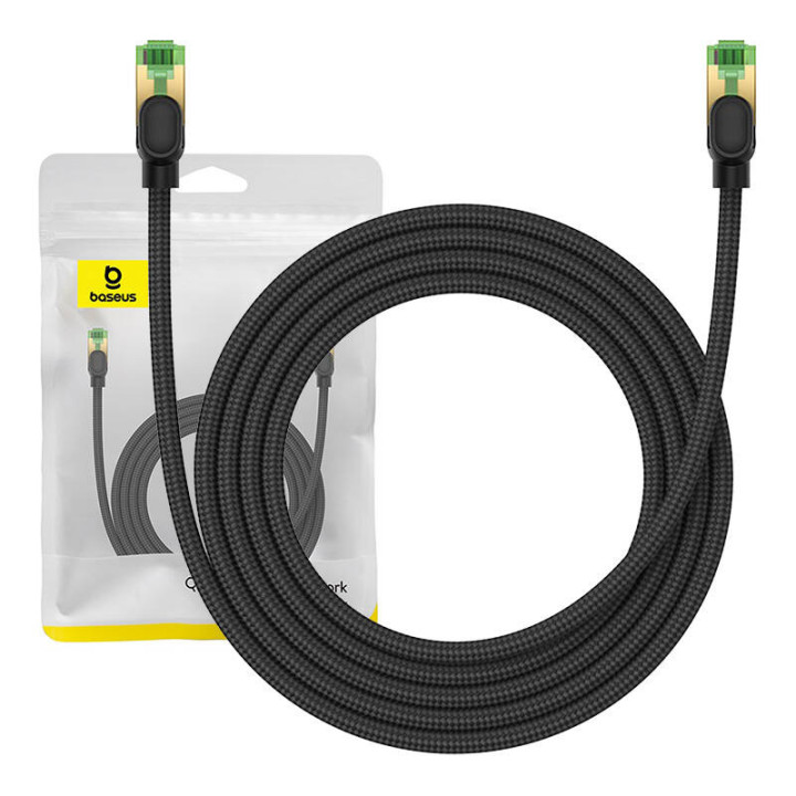 Сетевой кабель в оплетке Cat.8 Baseus Ethernet RJ45, 40 Гбит/с, 2 м (черный)