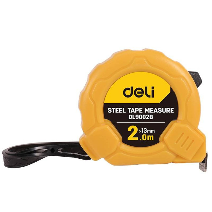 Рулетка стальная измерительная 2м/13мм Deli Tools EDL9002B (желтая)
