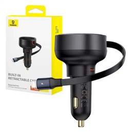 Autoladegerät Baseus Enjoyment Pro mit Lightning-Kabel + USB-C, 55W (schwarz)