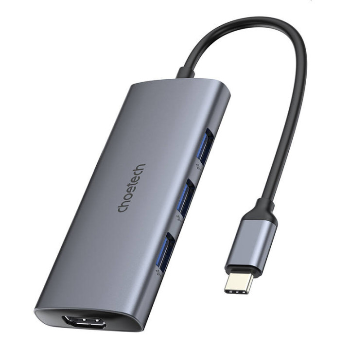 Переходник 7w1 Choetech HUB-M19 USB-C (серебристый)