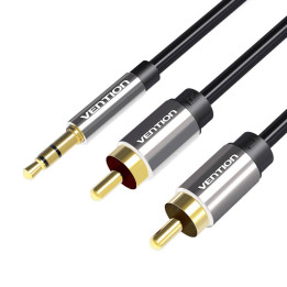 Аудио кабель 3,5 мм на 2x RCA Vention BCFBI 3 м, черный