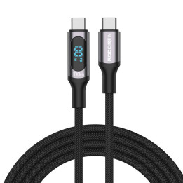 Schnellladekabel Rocoren Digital USB-C auf USB-C, PD, 1 m (grau)