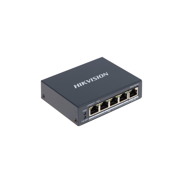 INTERRUPTOR POE DS-3E0505P-E/M 4 PUERTOS Hikvision