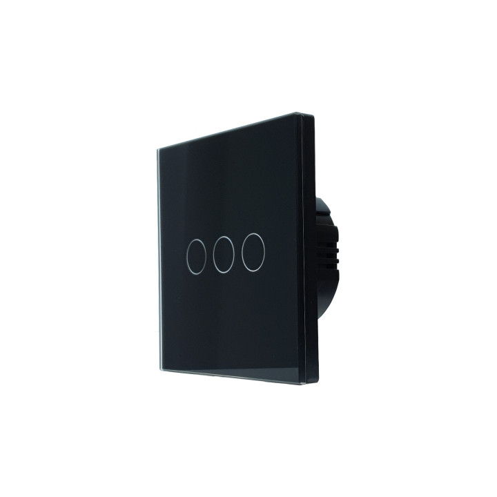SmartWise T63 UNI Zigbee 3.0 + RF, 3-клавишный интеллектуальный настенный выключатель, универсальная проводка, черная сенсорная 