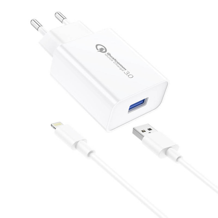 Foneng EU13 18W Wandladegerät + USB-auf-Lightning-Kabel, 3A (Weiß)