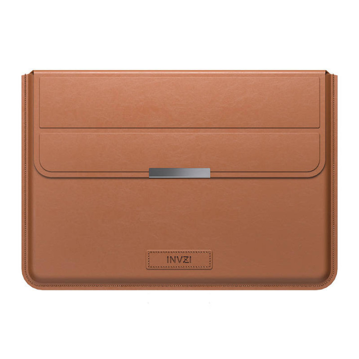 Funda / Funda de Cuero INVZI con Función de Soporte para MacBook Pro/Air 13"/14" (Marrón)