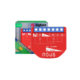 Мини-реле Nous B3Z Tuya Zigbee, с измерителем мощности и входом переключателя, 2 группы