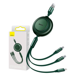 Baseus Bright Mirror 2, USB 3-in-1-Kabel für Micro-USB / USB-C / Lightning 3,5 A 1,1 m (Grün)