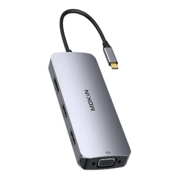 ХАБ 8в1 MOKiN USB-C VGA+2xHDMI (серебристый)