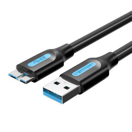 USB 3.0 A-auf-Micro-B-Kabel Vention COPBF 2A 1 m schwarzes PVC